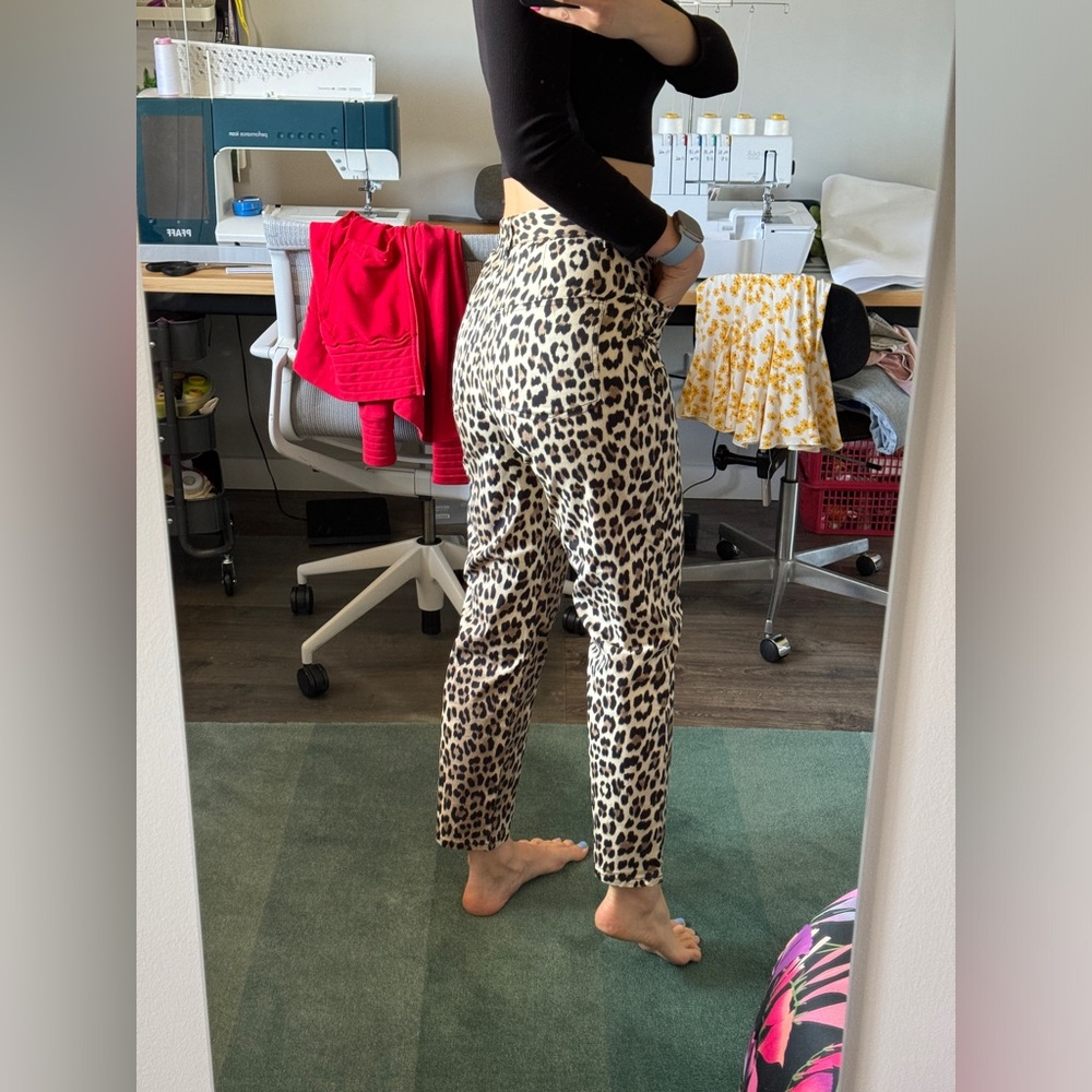 Mango Leopard Print Cropped Pants - image 2